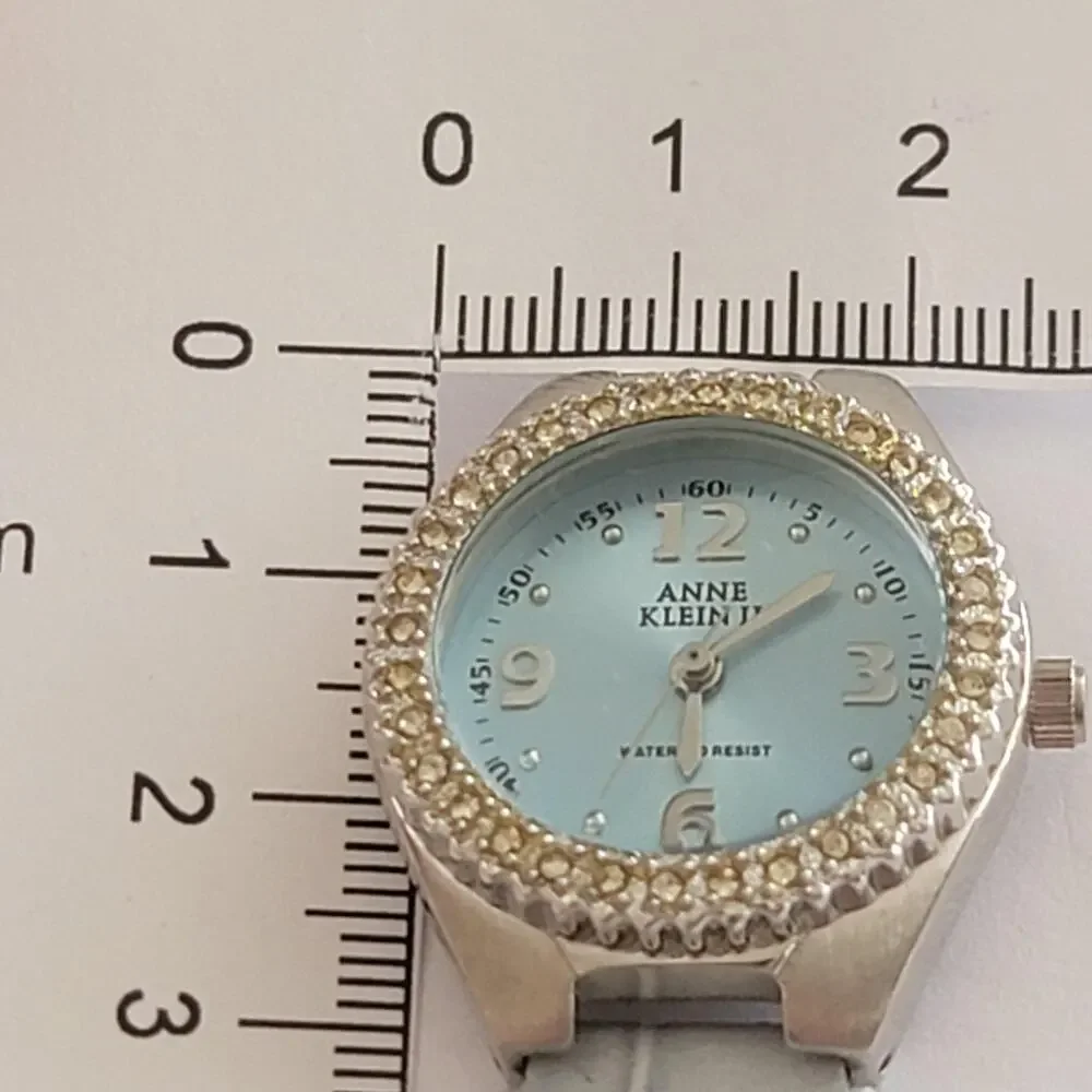 Anne Klein Womens Watch Blue Dial 30mm Silver Case Blue Leather Strap Quartz